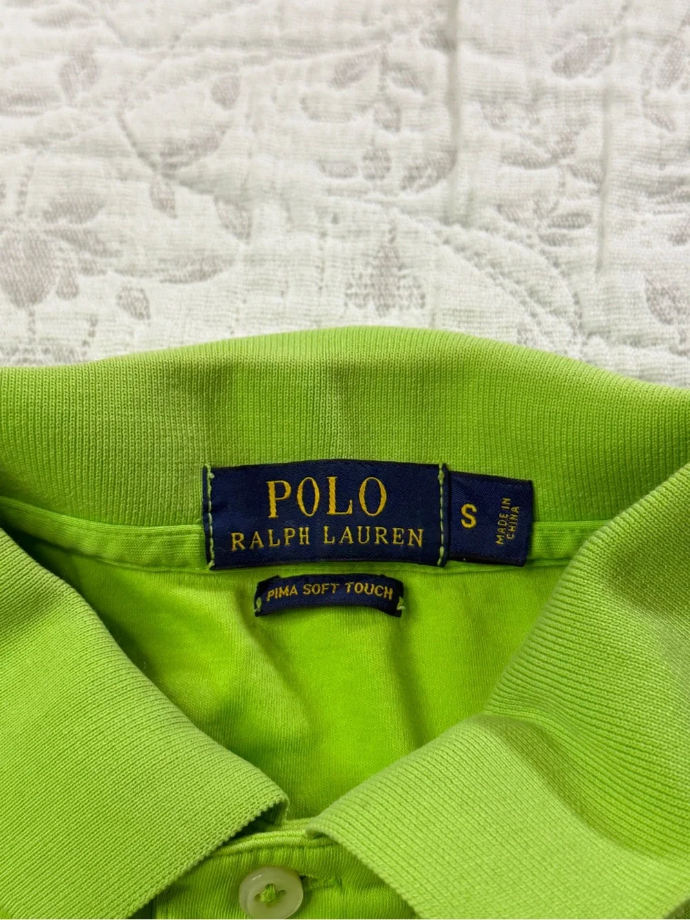 Men's Lauren Ralph Lauren Polo Shirt Bright Green Lime Short Sleeve Size Small